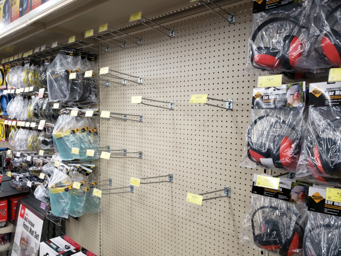 Empty Hardware Store Shelf