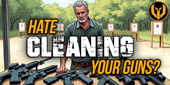 Man At Gun Range Cleaning Guns